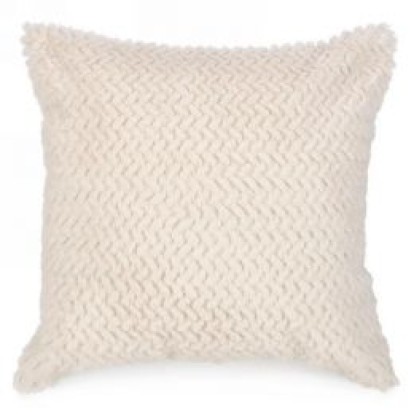 Beige Herringbone Faux Fur Throw Pillow