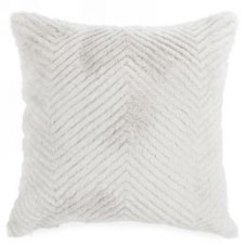 White Herringbone Faux Fur Throw Pillow