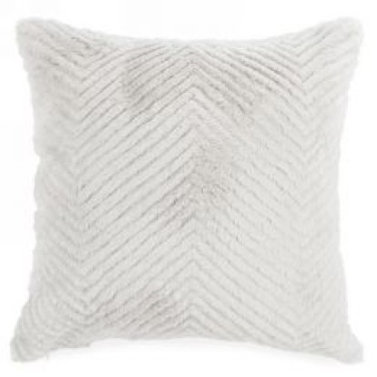 White Herringbone Faux Fur Throw Pillow